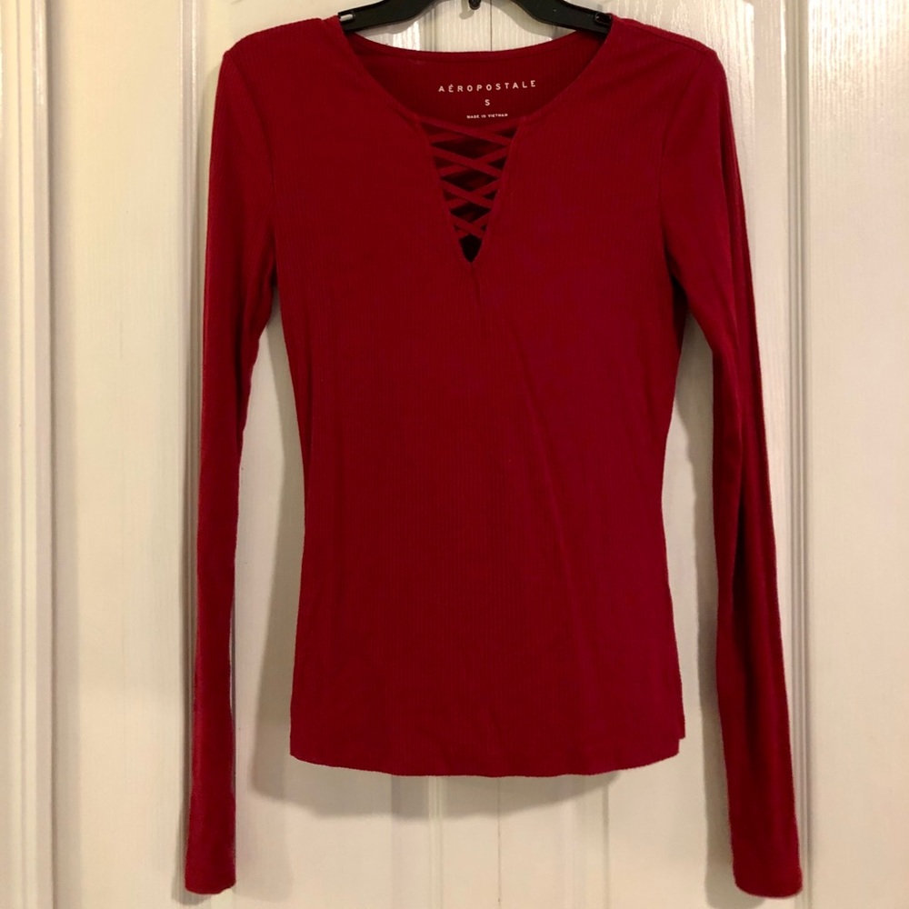 Red Long Sleeve Top